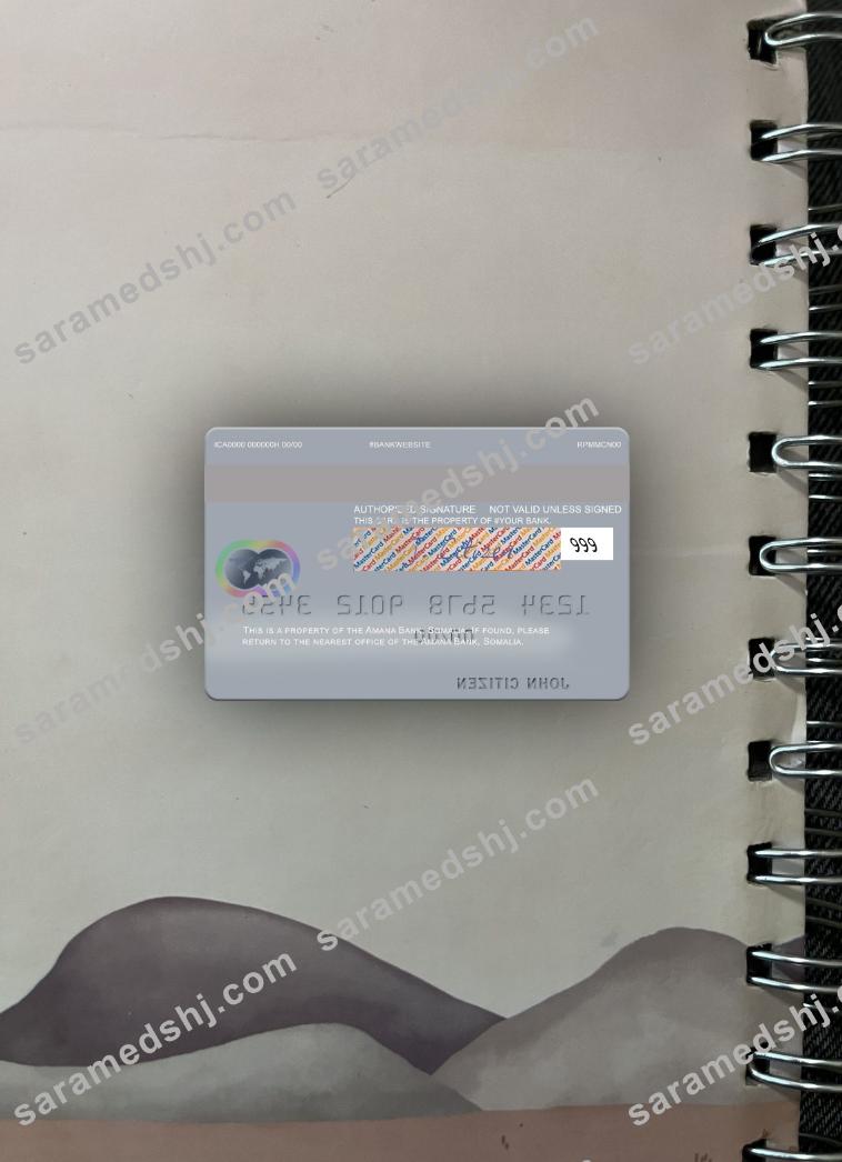 Somalia Amana Bank mastercard photolook back